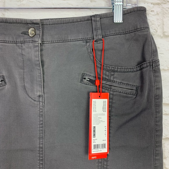ESPIRIT Gray Pencil Zipper Pocket Mini Skirt NWT - Picture 4 of 8